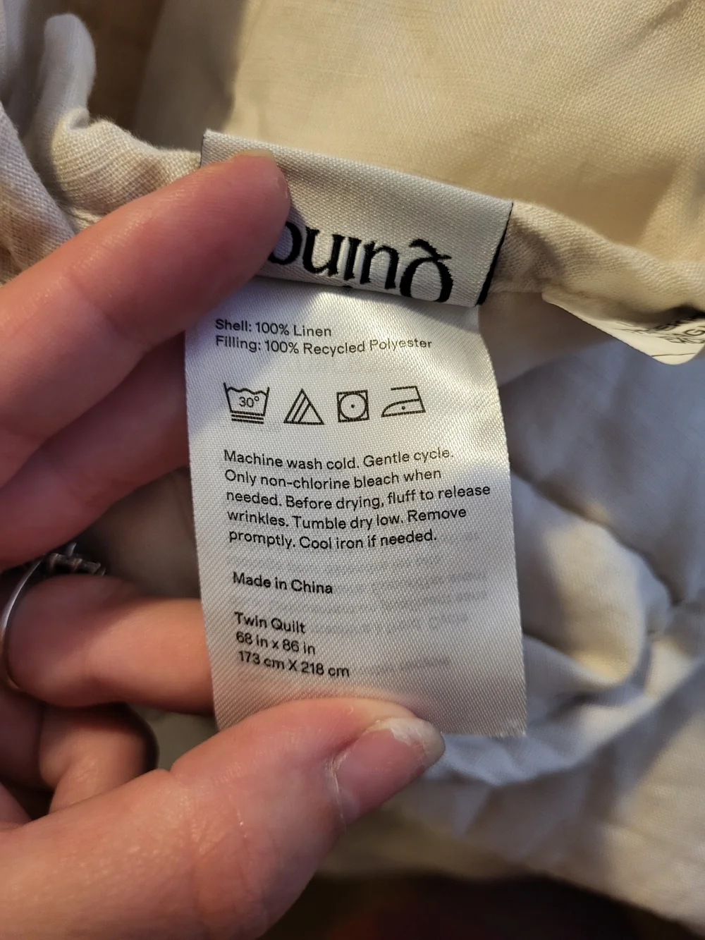 NWOT Quince Linen European Dream Quilt Only TWIN No Shams color Sand